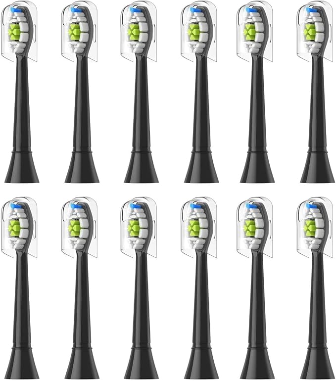4/8/12/16pcs Replacement Toothbrush Heads Compatible with Philips Electric Brush Head 4100 6500 6100 7500 5300 1100(12pcs Black)