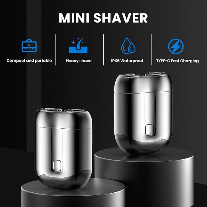 New Model Mini Dual-Head Electric Shaver 2025 New Pocket Electric Mini Portable Razor Double Head Razor Washable USB Rechargeable Dual Head Compact Razors for Home Car Travel (Green)