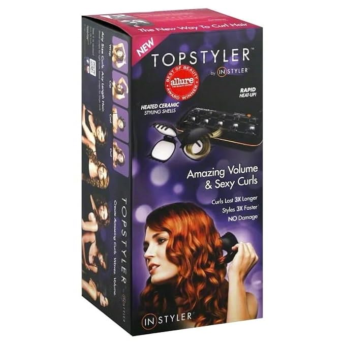 TopStyler Hairsetter Heated Ceramic Styling Shell Clips – Professional Hair Curler &amp Wave Styler with 10 Ceramic Shells Heat-Resistant Case &amp Clips for Long-Lasting Curls Waves &amp Volume
