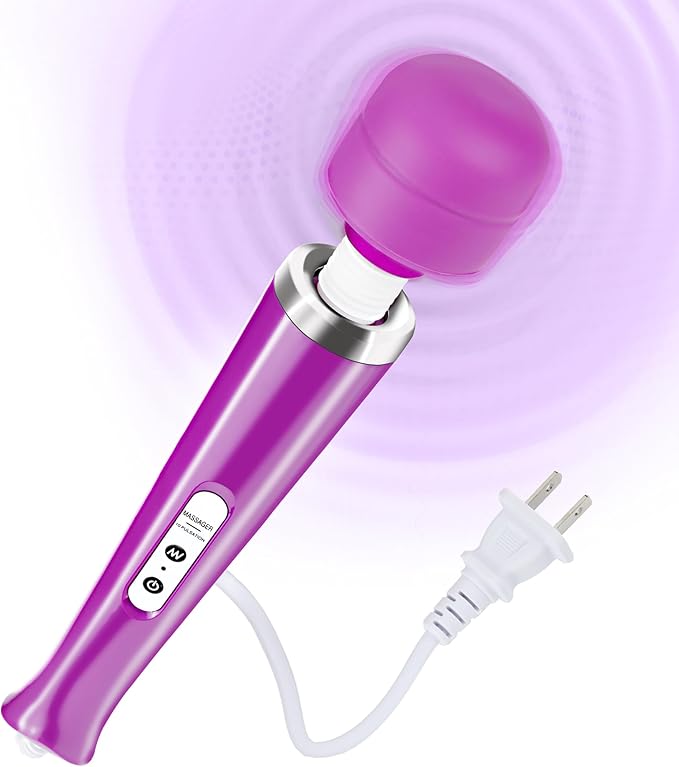 Wired Wand Massager for Women 10-Speed Electric Handheld Deep Tissue Massager Powerful Plug-in Full Body Muscle Recovery Tool for Neck Back Shoulder &amp Foot Relief (Purple)