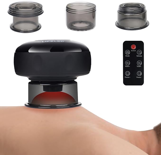 LIFELEC Smart Cupping Kit for Massage Therapy 6-in-1 Red Light Cupping Therapy Set for Targeted Pain Relief Knots Muscle Soreness &amp Circulation Portable Remote Control for Back Care at Home