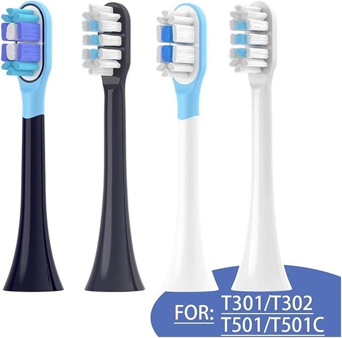 8pcs Replacement Toothbrush HeadsCompatible for T301/T302/T501 Tooth Brush Soft Bristle Nozzles(8 pcs BJ White)
