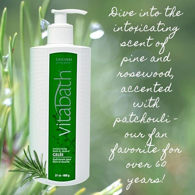 Vitabath Original Spring Green Moisturizing Bath &amp Shower Gel Wash Intoxicating Botanical Skin Rejuvenation Hydrating Dry Skincare Body Cleanser &amp Foaming Gelee - 21 oz