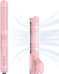 Airflow Styler Curling Iron Hair Straightener and Curler 2 in 1 with 360°Cooling Vents Dual Voltage Adjustable Temp Rose Pink
