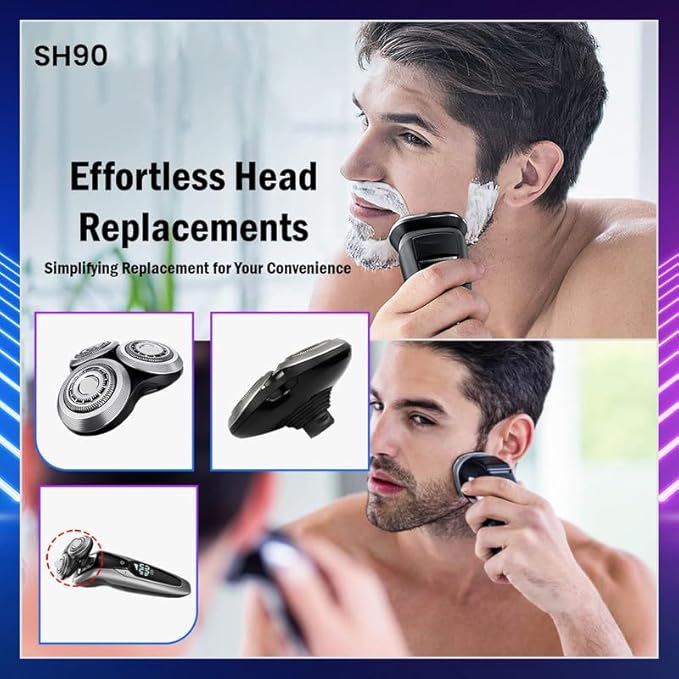 SH90 Replacement Rotary Heads Compatible with Philips Norelco Shavers Series 9000 S9000 Replacement Head Fits for S9531 S9721/84 S9511 S8950 S8980/12 S9311/21