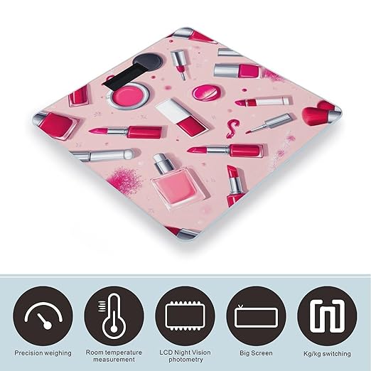 Women's Fashion Automatic Switch Digital Bathroom Weighing Scale Smart Scale Modern Lady Girly Cosmetic Perfume Lipstick Pink