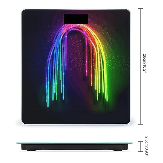 Rainbow NeonScale for Body Weight with LCD High Precision Weighing Scales Fashion Sturdy Tempered Glass Weight Scales Easy-to-Read Digital Bathroom Scale for Daily 400lb