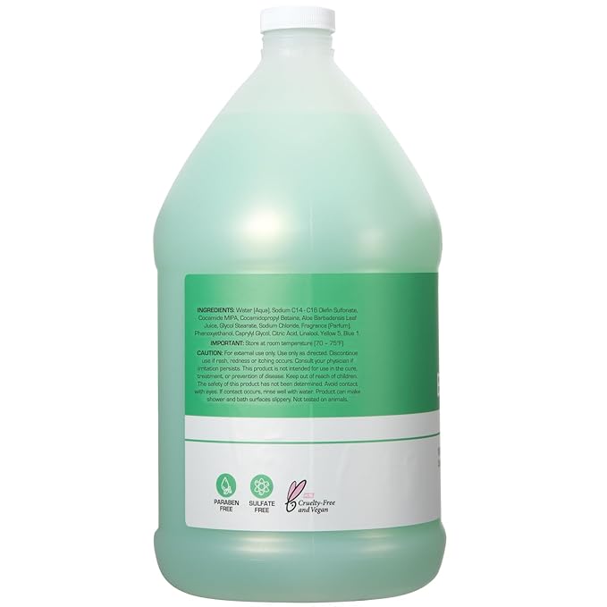 Ginger Lily Farms Club &amp Fitness Nourishing Body Wash 100% Vegan &amp Cruelty-Free Bath &amp Shower Gel for Men and Women Aloe Vera Scent 1 Gallon (128 fl. oz.) Refill