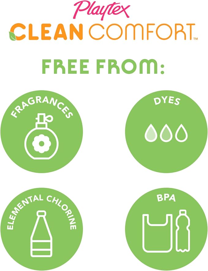 Playtex Clean Comfort Organic Cotton Tampons Super Absorbency Fragrance-Free Organic Cotton - 30ct