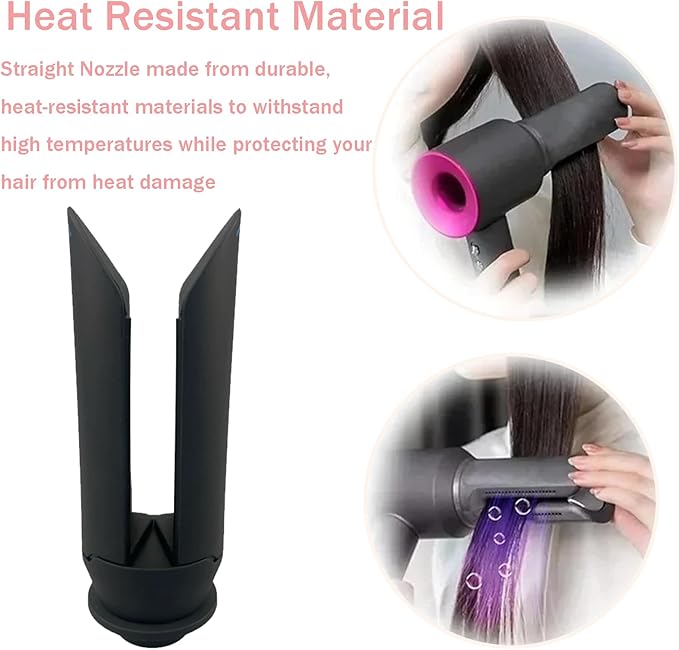 Upgraded Hair Straightener Attachment for Dyson HD01 HD03 HD08 HD15 HD16 Smooth Hair Style with Less Damage and Breakage Hair Styling Straighten Nozzle (Pink)