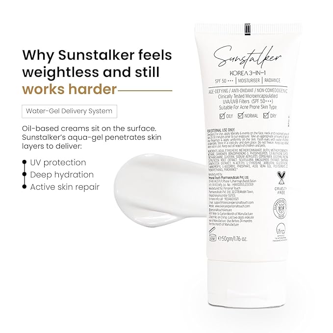 Korea 3-in-1 SPF 50+++ Moisturiser with Radiance Age-Defying Anti-Oxidant Non-Comedogenic 50gm/1.76 oz