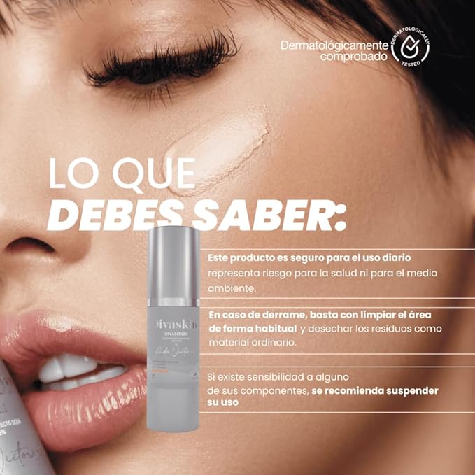 DIVASCREEN BY DIVASKIN Tinted Sunscreen SPF 50 by Aida Merlano | Broad Spectrum UVA/UVB Protection With Vitamin E Hydrating Lightweight Fast Absorbing Multiple Shades (colorless)