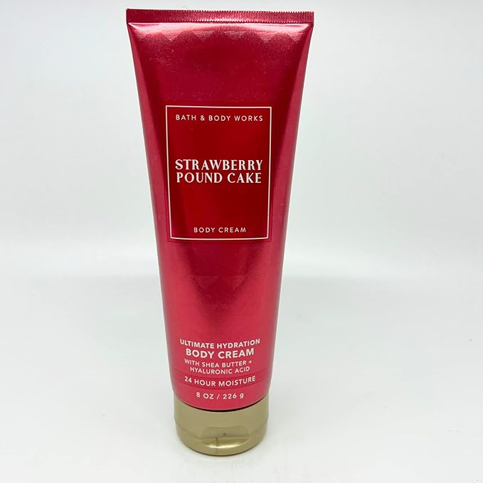 Bath &amp Body Works - Strawberry Pound Cake - 2 Piece bundle - Shower Gel 10 fl oz and Ultimate Hydration Body Cream 8 oz