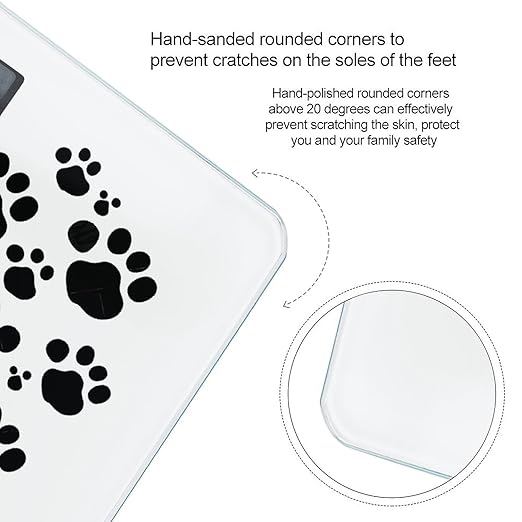 Digital Bathroom Scale for Body Weight Scale with Bright LCD Display High Accuracy Step-On Technology Auto On/Off Dog Paw Print Love Heart Digital Scales 400 Lbs /180kg