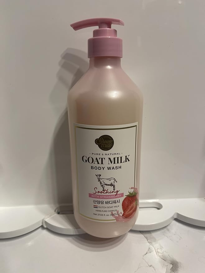 Pure &amp Natural Goat Milk Body Wash Strawberry Scented Pink special Easter gift