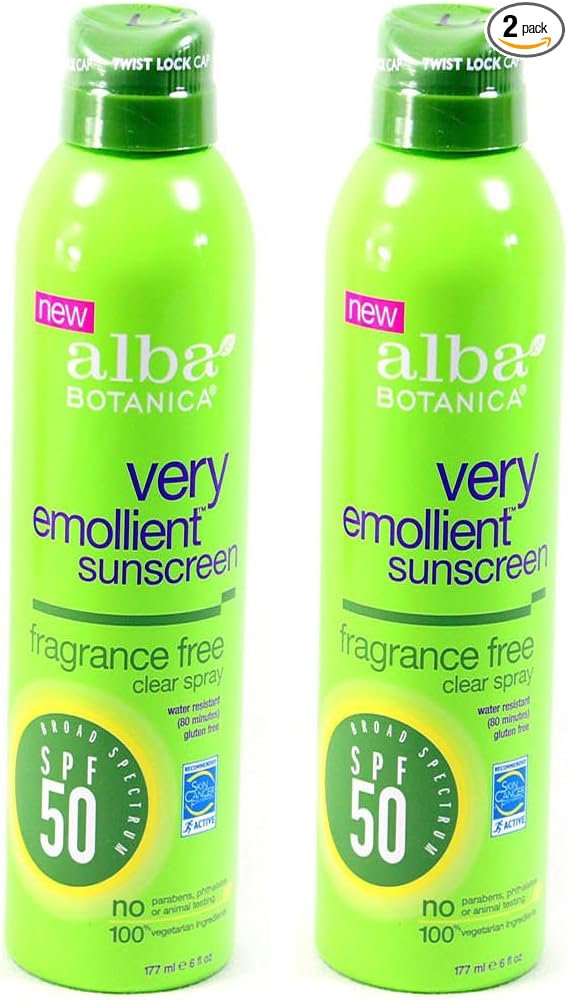 Alba Botanica Spf50 Sunscreen 6 Ounce Clear Spray Fragrance Fre (177ml) (2 Pack)