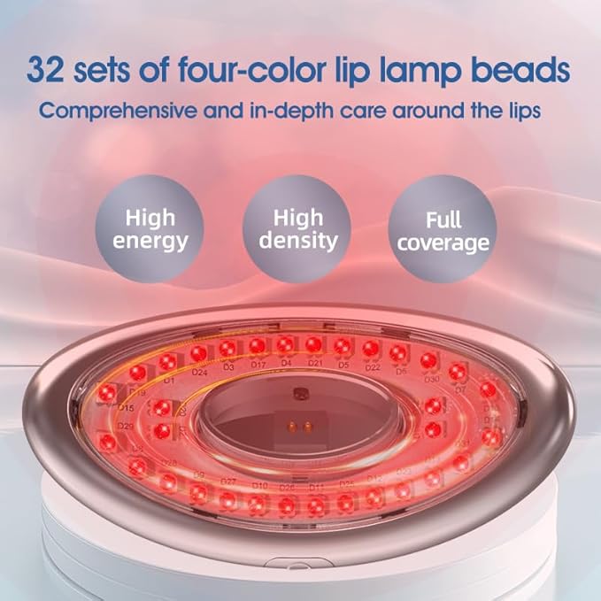 Red Light Therapy Device for Face|2-in-1Red Light Therapy Lip PlumperAnti-AgingWrinkle Reduction|FullerMore Vibrant Lips (Rose Gold)