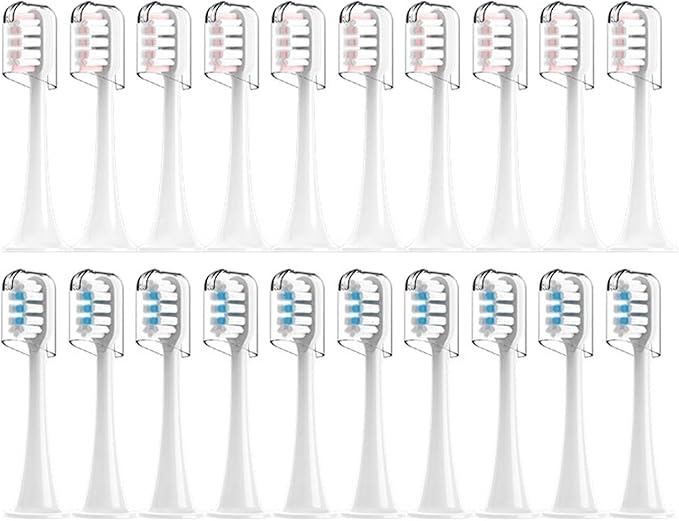Compatible for T300/T500/T700 Electric Toothbrush Heads Refill 4/20Pcs(10White10Pink)