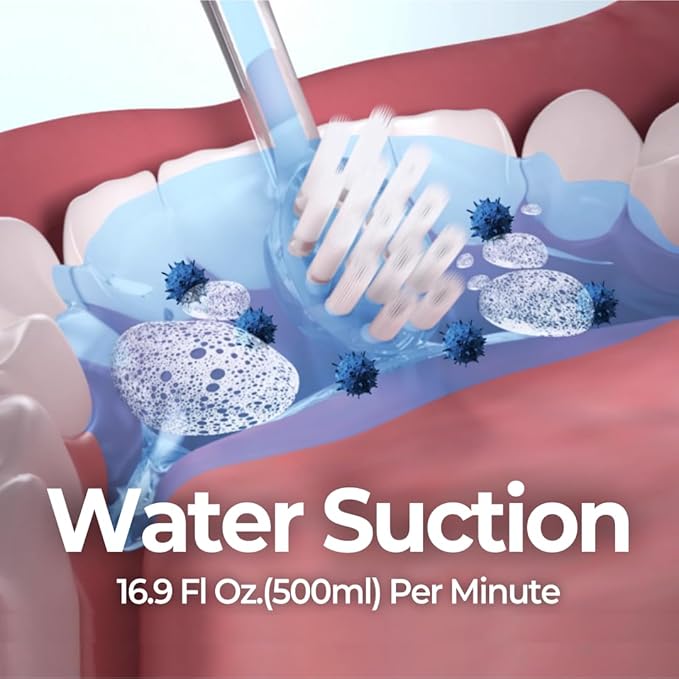 Bluereo G100 Electric Suction Toothbrush with Built-in Oral Suction Sonic Vibration LED Light Portable for Dysphagia &amp Aspiration (White)