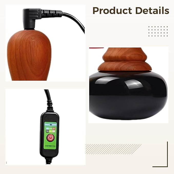 Handheld Electric Bian Stone Massager 3.5 in Heating Tool with 5 Adjustable Temperatures for Home Massage
