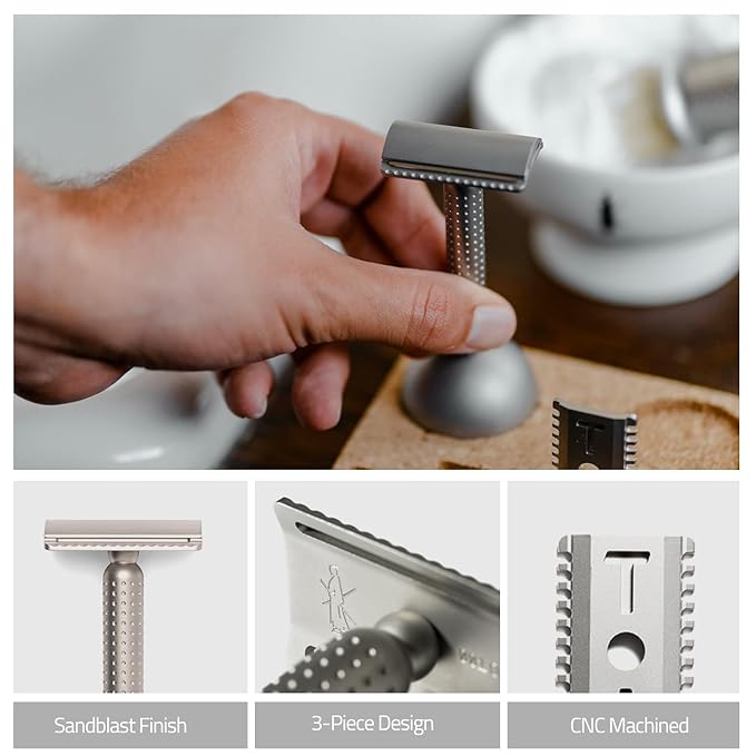 Masamune Double Edge Safety Razor for Men Single Blade Razor Stainless Steel Ergonomic Handle Closed Comb Design for Smooth Close Shave Eco Friendly Premium Reusable Razor Matte Edition