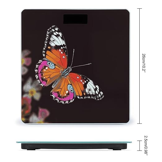 Pretty Butterfly Weight Scale Digital Electronic Scales Bathroom Scale Larg LCD Backlight Display High Precision MeasurementsTempered Glass