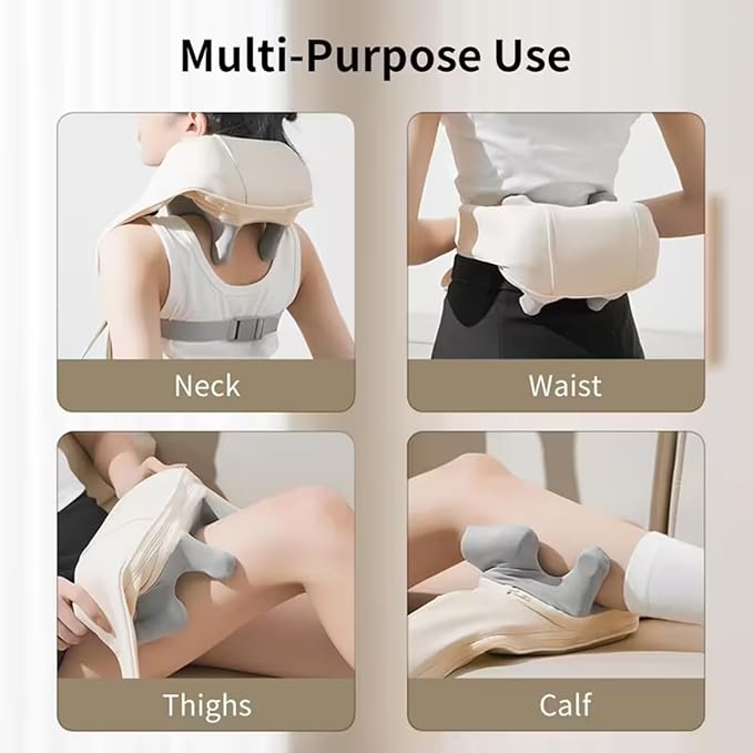 Shoulder Massager Portable Rechargeable 6D Shiatsu Neck and Shoulder Massager with Heat Deep Tissue Back Massager for Pain Relief &amp Relaxation (Ivory White)