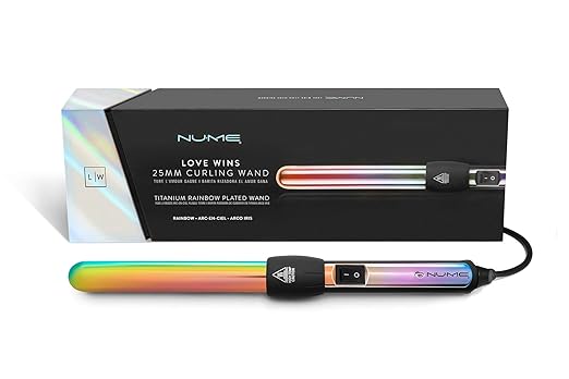 NuMe Love Wins Curling Wand Titanium Barrel Far Infrared Heat Technology Negative Ion Conditioning Technology Includes Heat-resistant Styling Glove