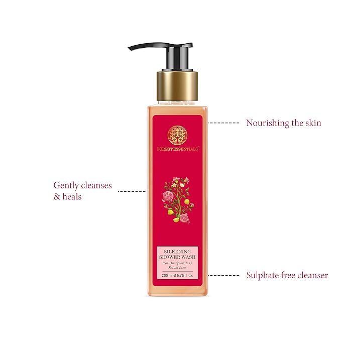 Forest Essentials Silkening Shower Wash Iced Pomegranate with Fresh Kerala Lime 200ml