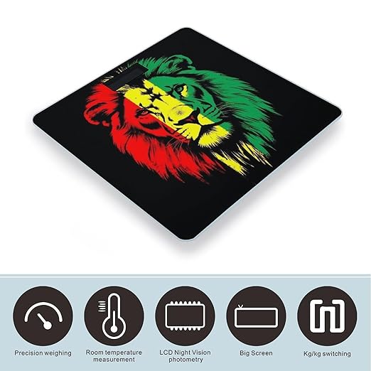 Women's Digital Bathroom Weighing Scale Automatic Switch Energy Saving Scale Smart Scale for Body Weight Reggae Rasta Flag Lion