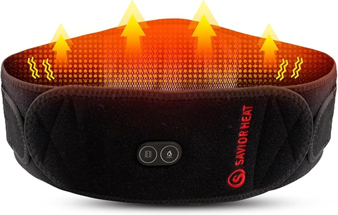 Heating Pad Lower Back Massager Wrap for Back Pain Relief Heated Waist Belt with Vibration Massage 7.4V 4400mah Battery Heat Therapy for Lower Back Lumbar Waist Abdominal Stomach Spine (Small)