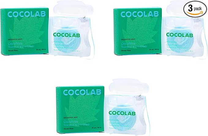 Cocofloss Expanding Woven Dental Floss by Cocolab Waxed Tooth Floss for Daily Oral Care Coconut Oil Infused Vegan for Adults and Kids Mint Scent 3 Pack