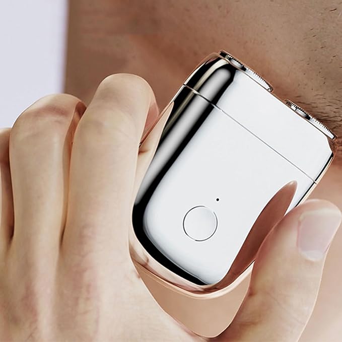 Portable Electric Shaver Beard Trimmer Shaver Double Head Men Hair Trimmer Shaver Double Head Shaver Water Washable Type C Rechargeable Shaver(C)