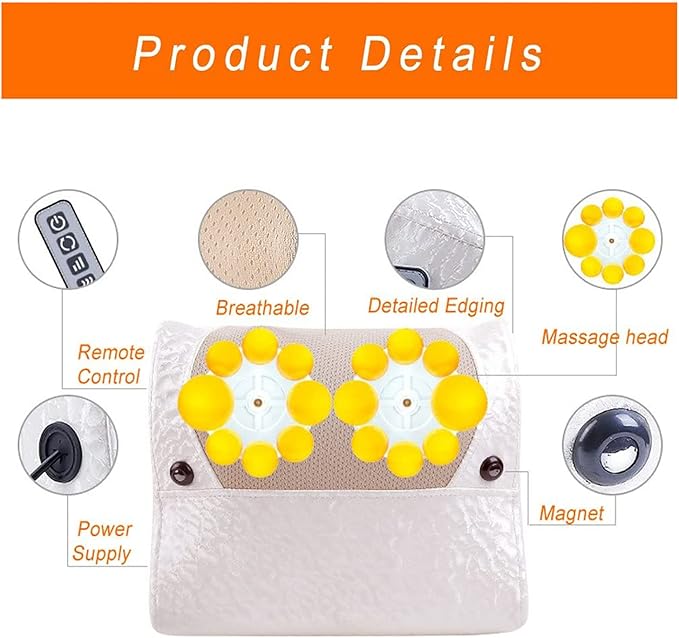 Cervical MassagerMulti-Function Massage Cushion Three Massage Methods Infinitely Variable Speed Comfortable and Breathable for Relax The Body