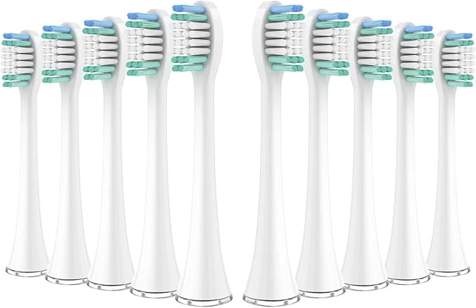 Replacement Brush HeadsCompatible for Aquasonic Black Series Pro Vibe Duo Electric Toothbrush Refill Nylon Bristles(10pcs White)
