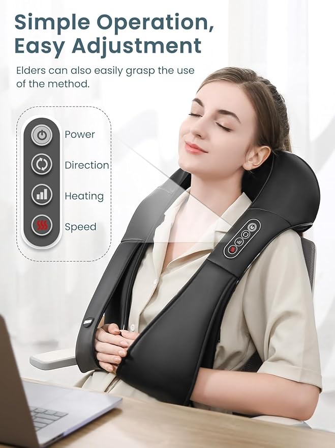 Shiatsu Back and Neck Massager with Heat Deep Kneading Massage Mother's Day Gift for Mom