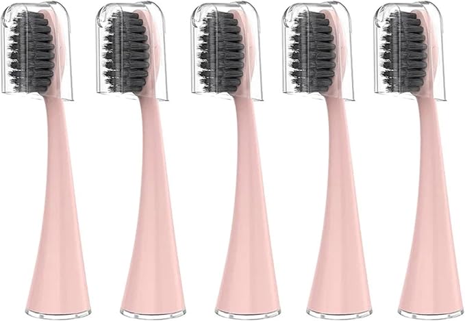20pcs Replacement Brush HeadsCompatible for Burst Pro Electric Toothbrush Soft Charcoal Bristles Refill with Dust Cover Cap(20pcs Pink)