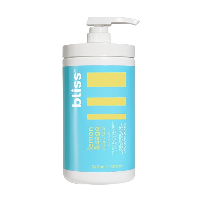 Bliss Soapy Suds Body Wash - Lemon and Sage - 32 Fl Oz - Gentle and Hydrating for Supremely Soft Skin - Paraben Free - Vegan &amp Cruelty Free