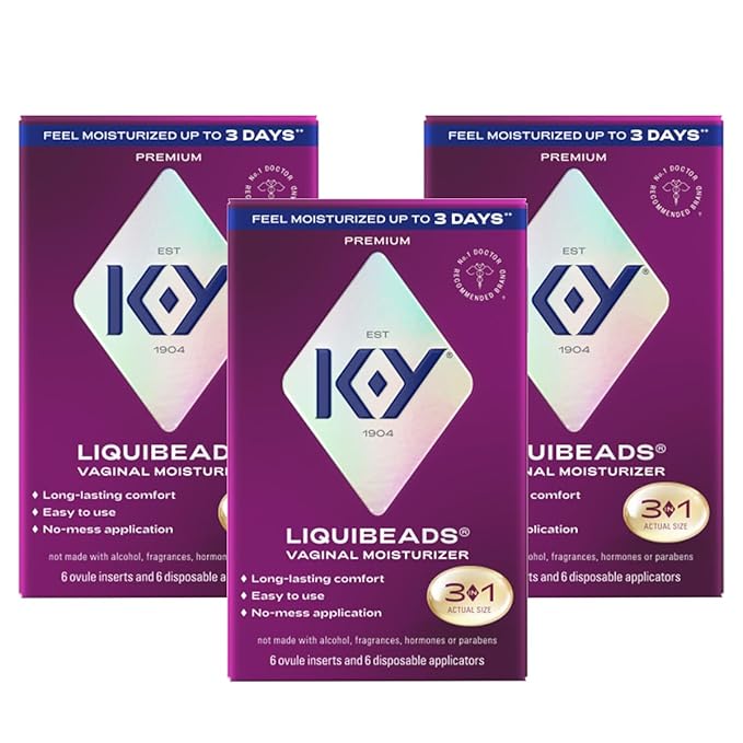 K-Y Liquibeads Silicone-Based Formula 6 Bead Inserts and 6 Applicators Vaginal Moisturizer &amp Lube for More Comfortable Sex For Men Women and Couples (3 Pack)