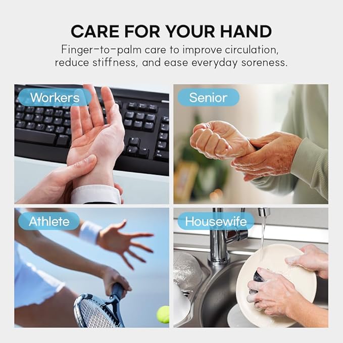 HuBDIC HubiCare Portable Hand Massager with Individual Finger Massage Cordless Heat &amp Compression for Finger Numbness &amp Arthritis Relief Compact Travel &amp Gift Design for Love Ones