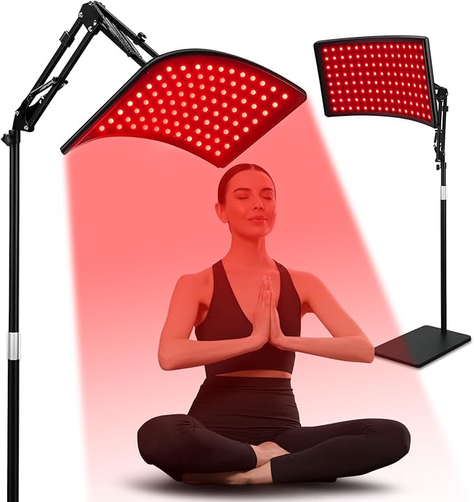 Red Light Therapy Lamp for Body Infrared Light Therapy Lamps with Stand 660nm Red Light &amp850nm Near Infrared Light Therapy Lamp Device for Body at Home with Eyes Protection Goggles（Brown Black）