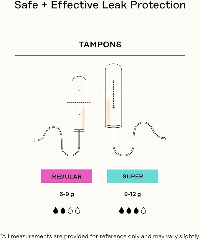 The Honey Pot Company - Super Absorbency - 100% Organic Cotton Core Tampons w/Bio Plastic Applicator - Feminine Care – Unscented - 54 Count (3 Packs of 18)