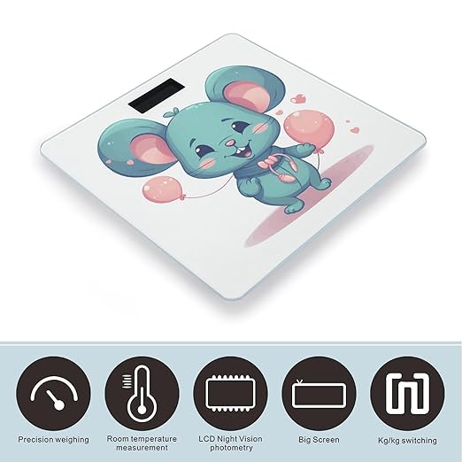 Rat Holding A Balloon Bathroom ScaleHighly Accurate Digital Weighing Machine for People Bright LED Display Weight Scale for The Aldult Home Use