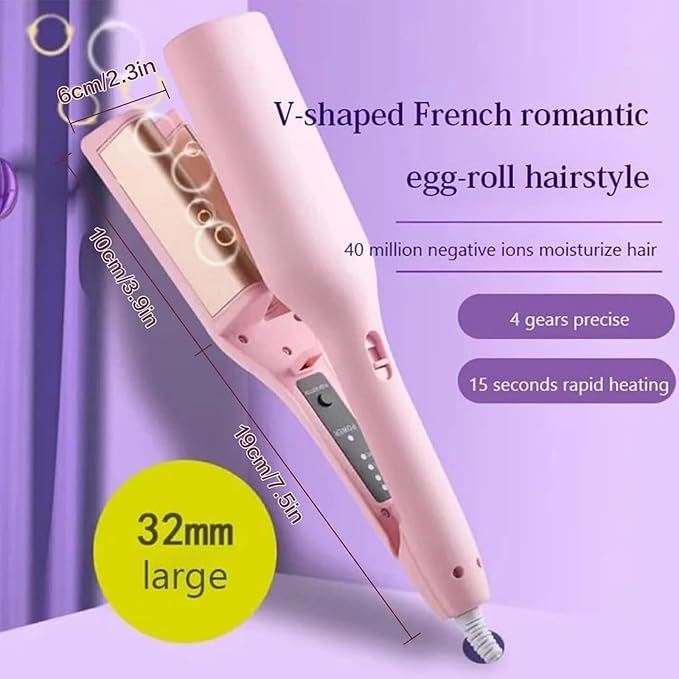 French Curls Iron Create Frizz-Free French Curls Effortlessly Curling Irons French Wave Curling Irons 15-Second Heat-Up Four Settings Travel Curling Iron