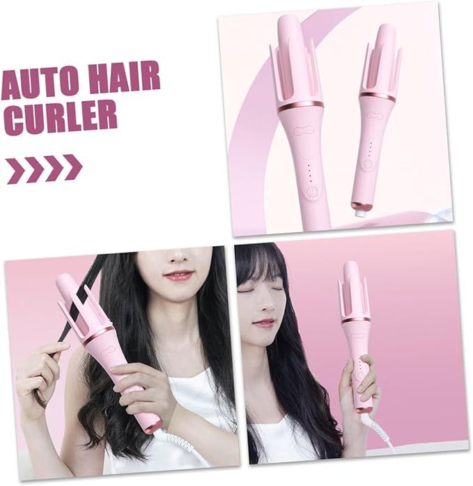 Automatic Hair Curler with Temperature Fast Heating Electric Curling Iron for Women Safe for Wet and Dry Hair Portable US Plug