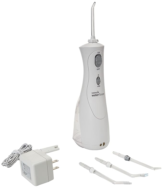 Waterpik Cordless Plus Water Flosser with 4 Flossing Tips Rechargeable and Portable for Travel and Home ADA Accepted White WP-450
