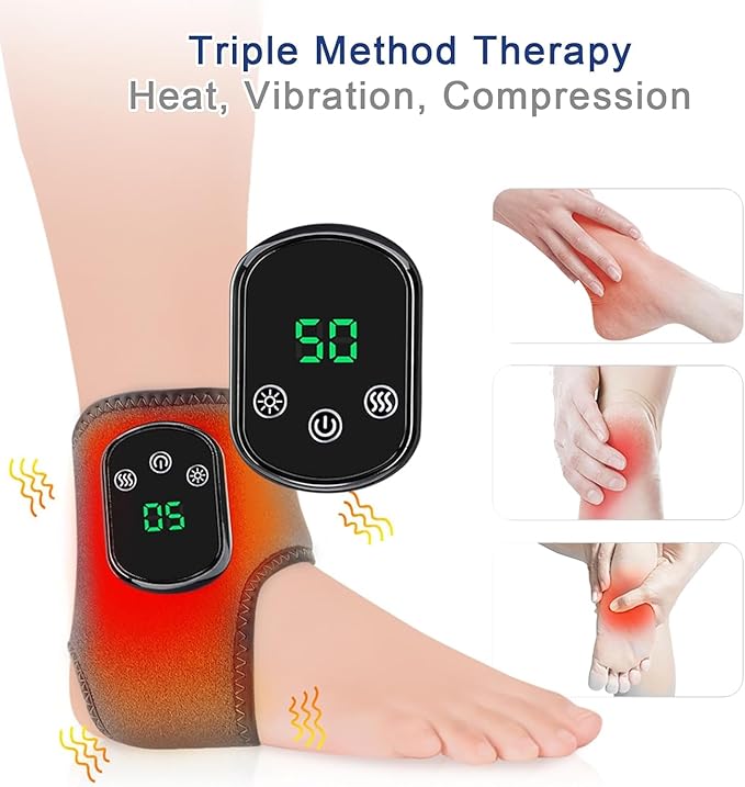 Foot Nerve Stimulator Portable Electric Massager Wrap White Battery Powered Adjustable Intensity Compression Therapy for Circulation Improvement