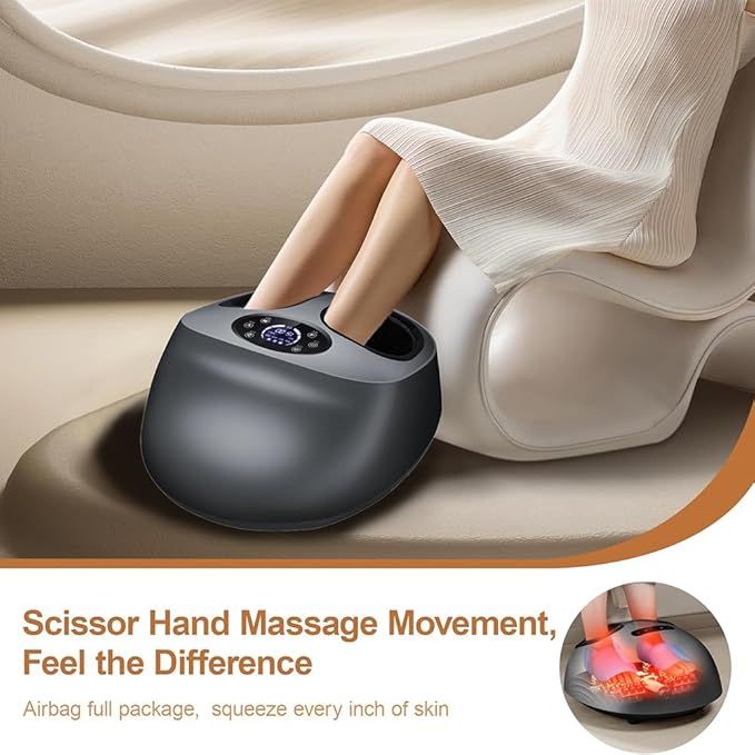 Foot Massager with Heat Shiatsu Kneading &amp Air Compression Full-Wrap Foot Massage Machine with Adjustable Modes Home Relaxation Gift for Family and Friends