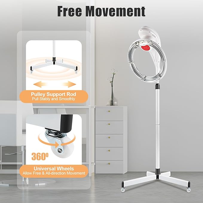 360°Orbiting Infrared Hair Dryer Color Processor 950WStand Hair DryerPerm StylingSalon Drying Perming Equipment for Beauty SalonsHair Salons (White)