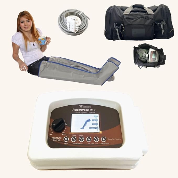 All in One POWERPRESS Recovery Unit Compression Leg Massage System w/Full Leg Complete Set (Large Pair Set) with Duffle Carry Bag
